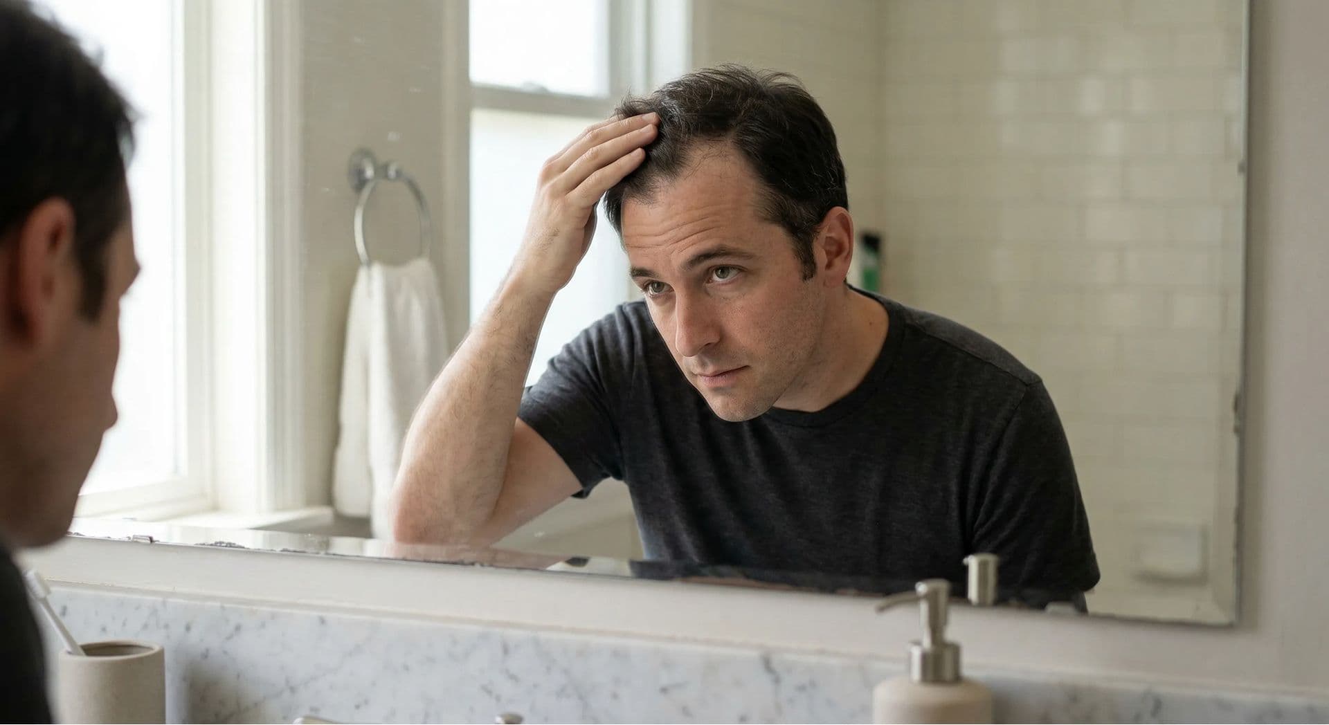 A man looking in the mirror