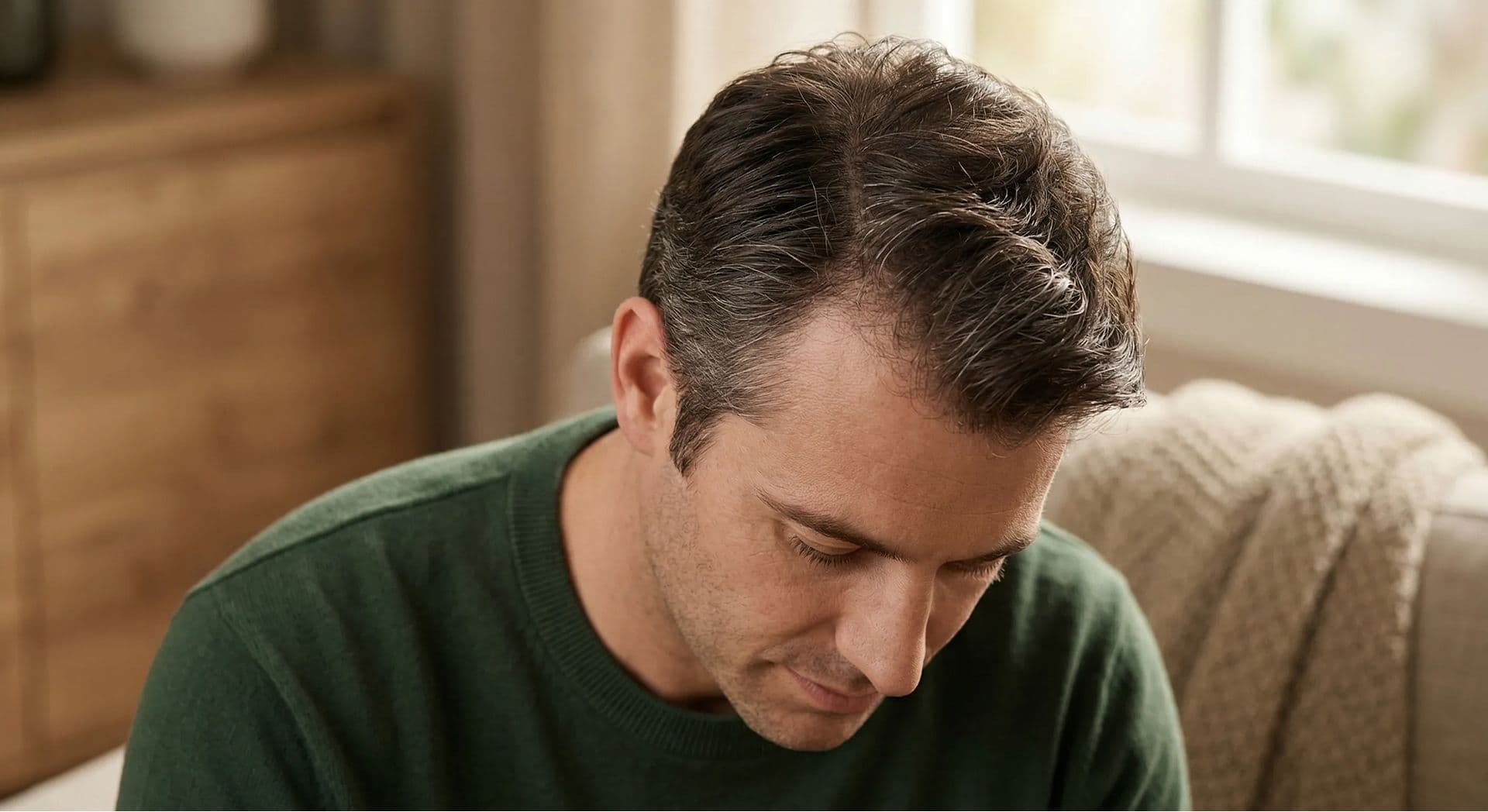 Man with receding hairline